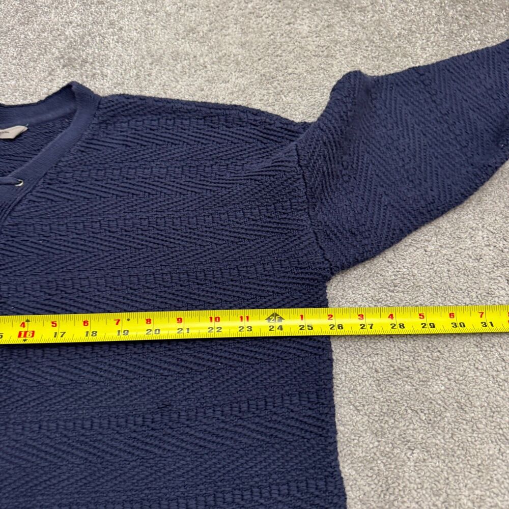 Athleta Sunset Lace Up Pullover Textured Knit Sweater Women XL Navy Blue Chevron - Picture 10 of 12